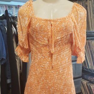 Faithful the Brand Orange Smocked Dress